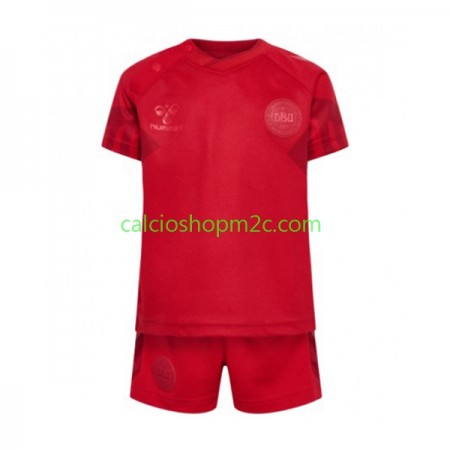 Danimarca Bambino Maglia Prima World Cup 2022 Manica Corta (+ Pantaloncini)